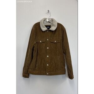 Hollister Brown Corduroy Hherpa-Lined Trucker Jacket. - Size XL